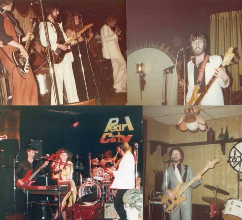 Collage of me playing in various bands